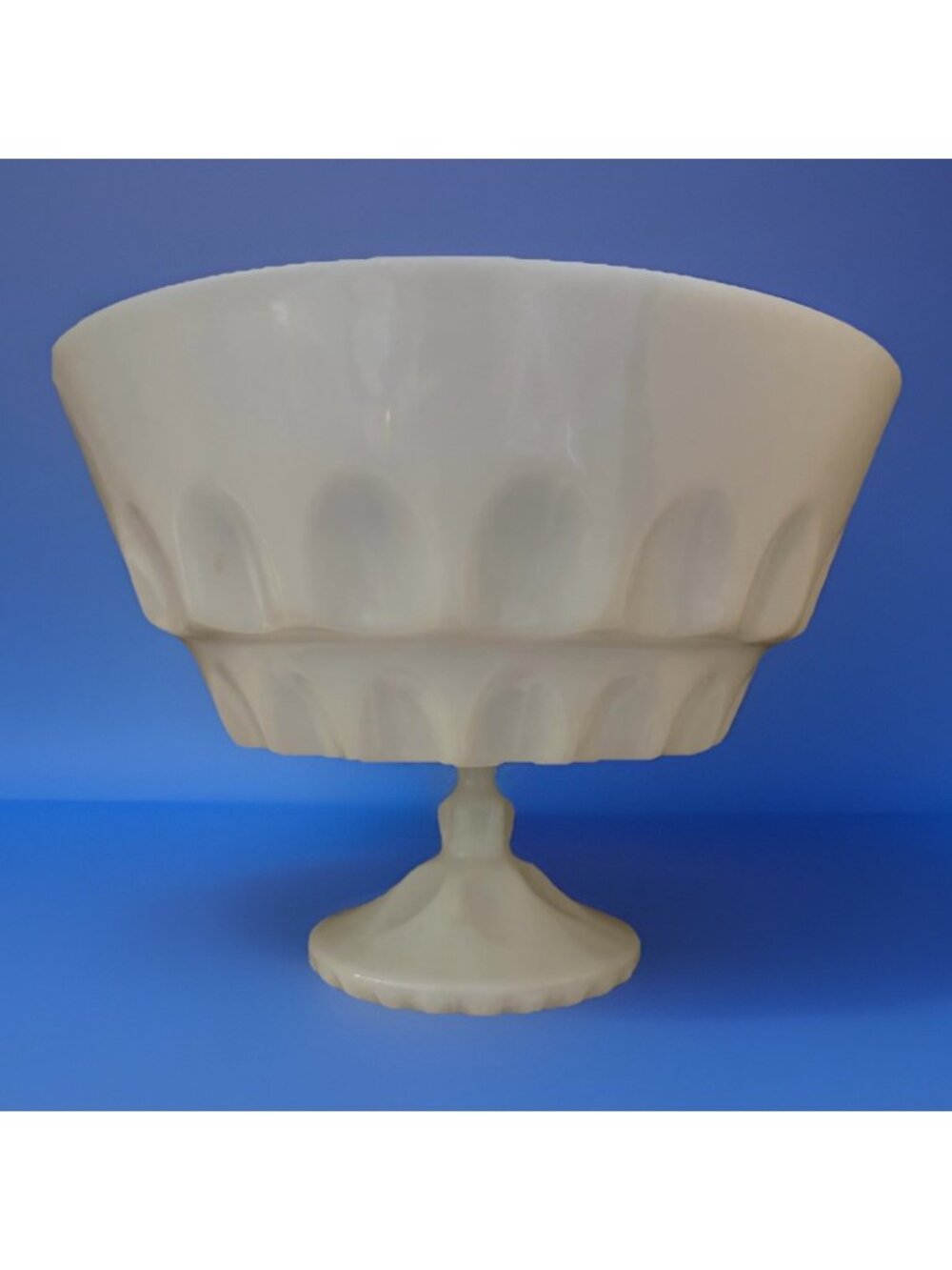 Vintage Milk Glass Pedestal Bowl With Scalloped Design - Decorative White Compot